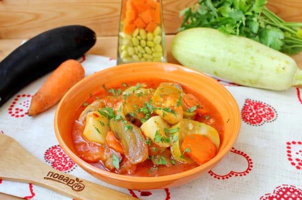 Соте из баклажанов и картофеля