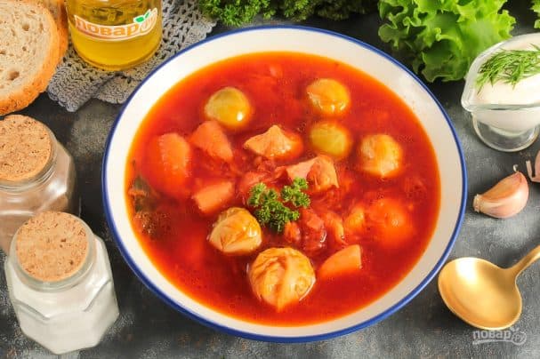 Борщ с брюссельской капустой