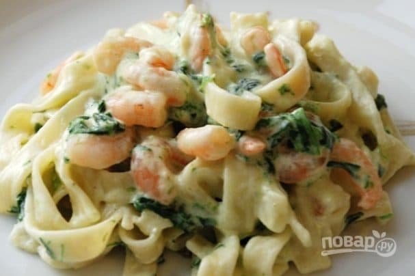 Фетучини с креветками