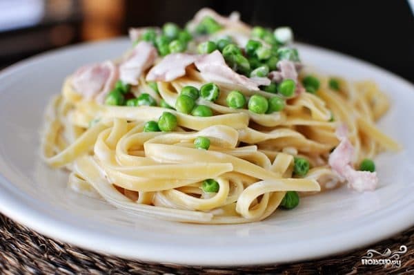 Фетучини с ветчиной