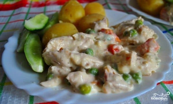 Фрикасе из курицы с овощами