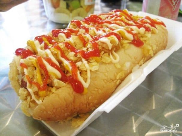 Хот-дог с крабовыми палочками