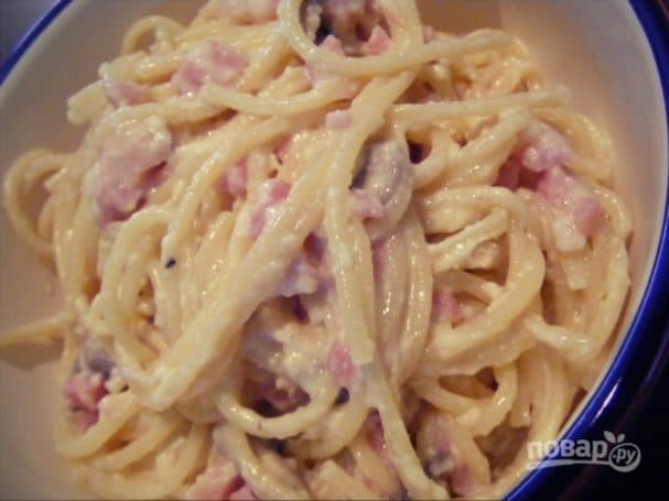 Карбонара с ветчиной и сливками