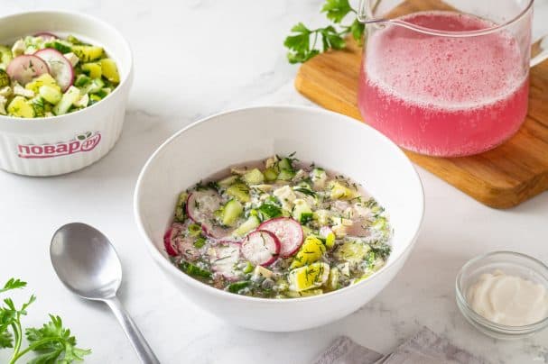 Окрошка на розовом квасе