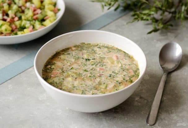 Постная окрошка на квасе