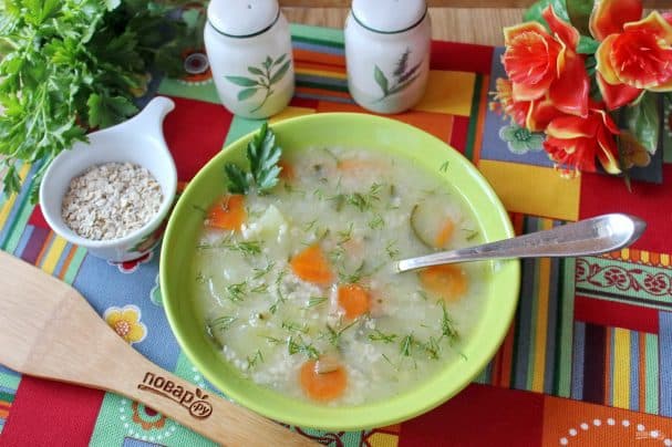 Рассольник с геркулесом