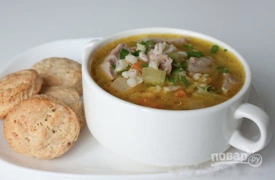 Суп из перловой крупы с мясом
