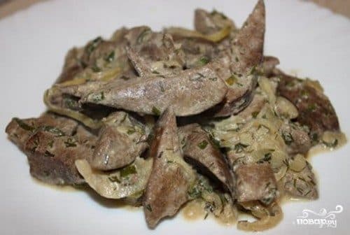 Бефстроганов из печени в мультиварке