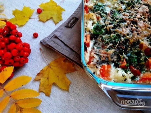 Рыба, запеченная с овощами (гратен)