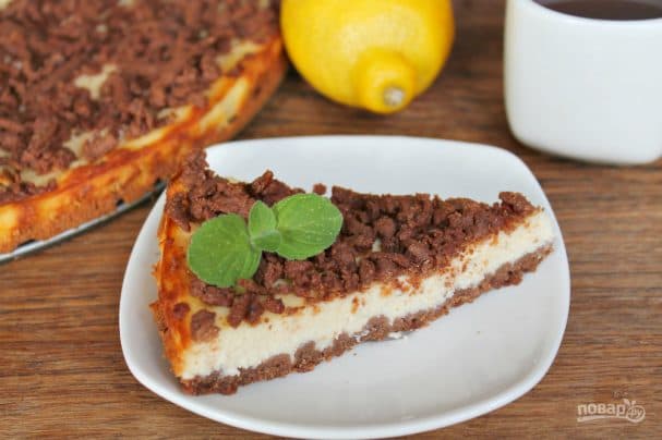 Тертый шоколадный пирог с творогом